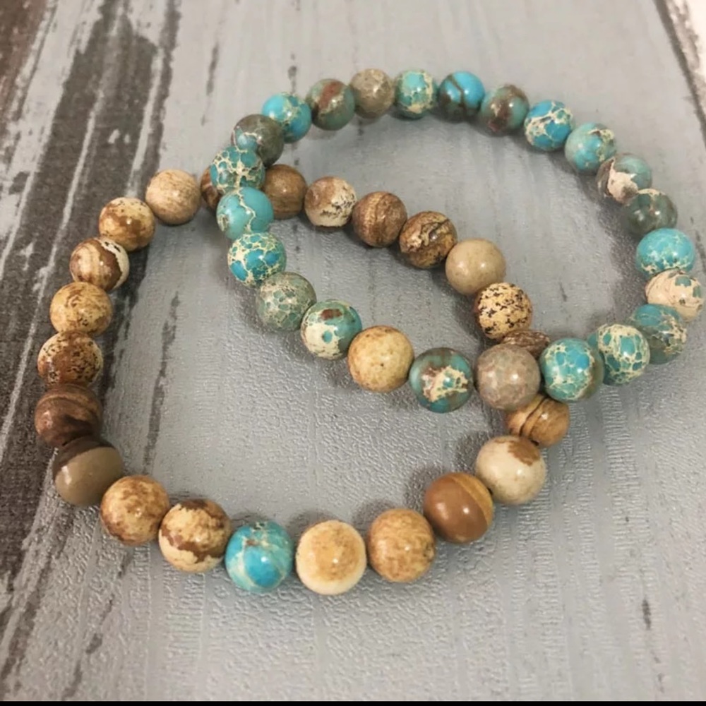 Set of picture jasper and emperor Jasper bracelets - Picture 6 of 6